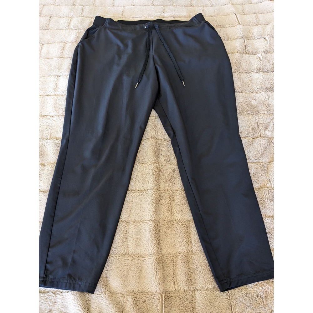 Avia Womens Black Soot Activewear Pants Large 12-14 Drawstring Pockets AVL39162